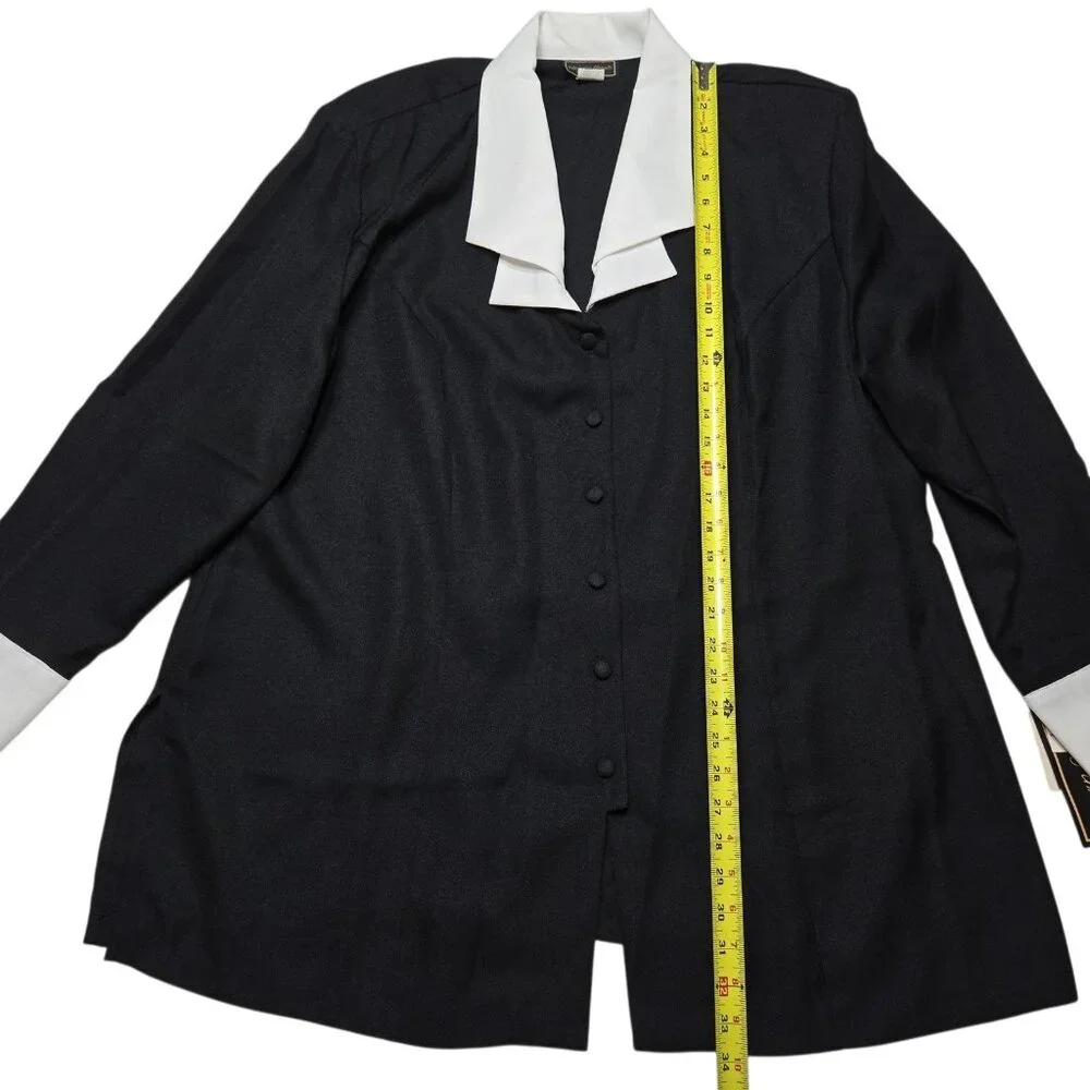 Vintage Intriguing Threads Blazer Womens Plus 3X Black‎ White Jacket Old Money